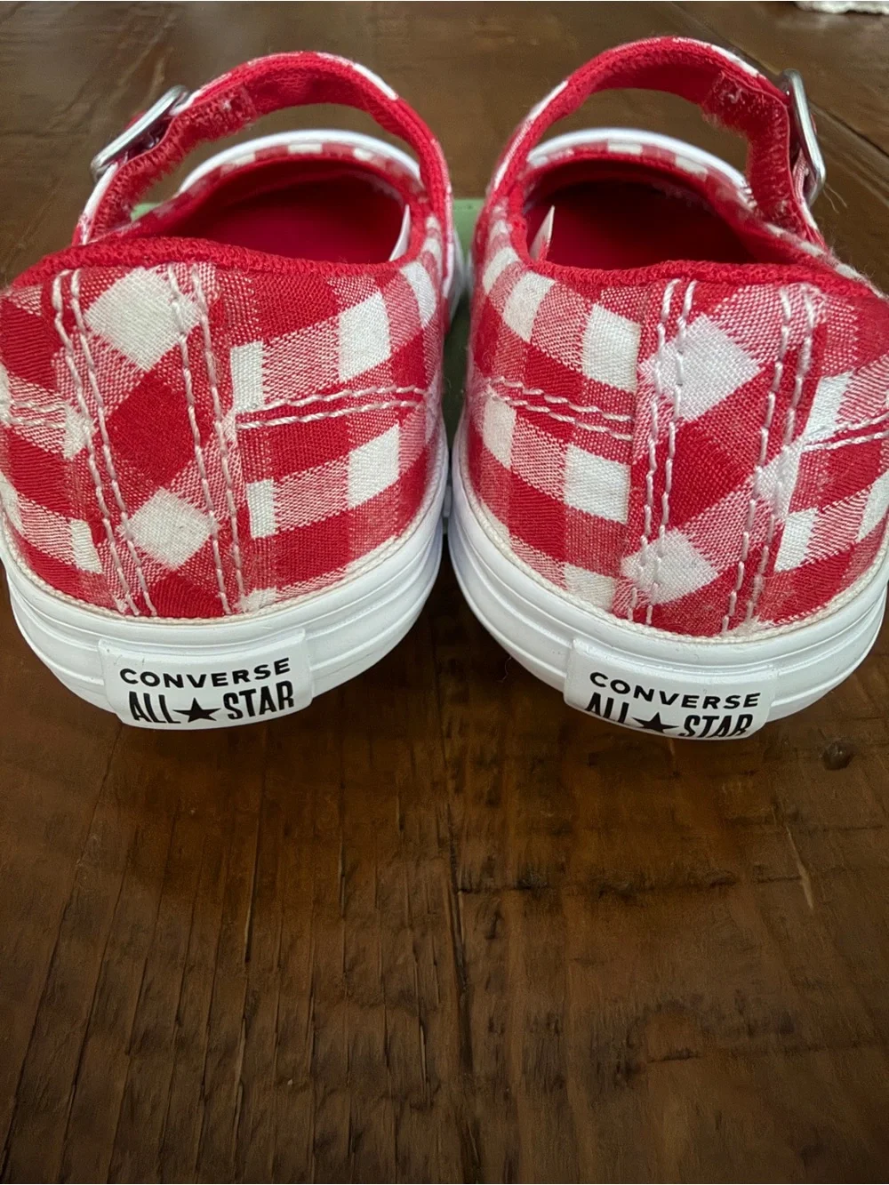 Brand New Converse Toddler Girl Red and White Gingham Mary Jane Shoes